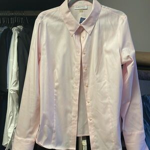 Calvin Klein pink collared blouse. Fabric has stretch. Tried on never worn